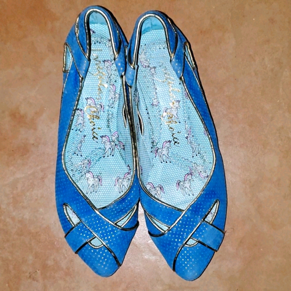 Irregular Choice Duchess blue suede flats 6.5/ 37
